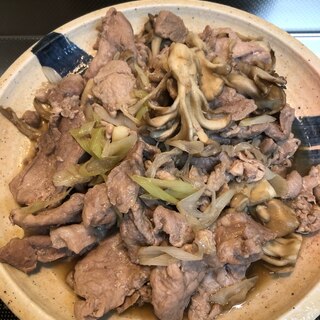 豚肉と長ネギと舞茸の生姜焼き^_^